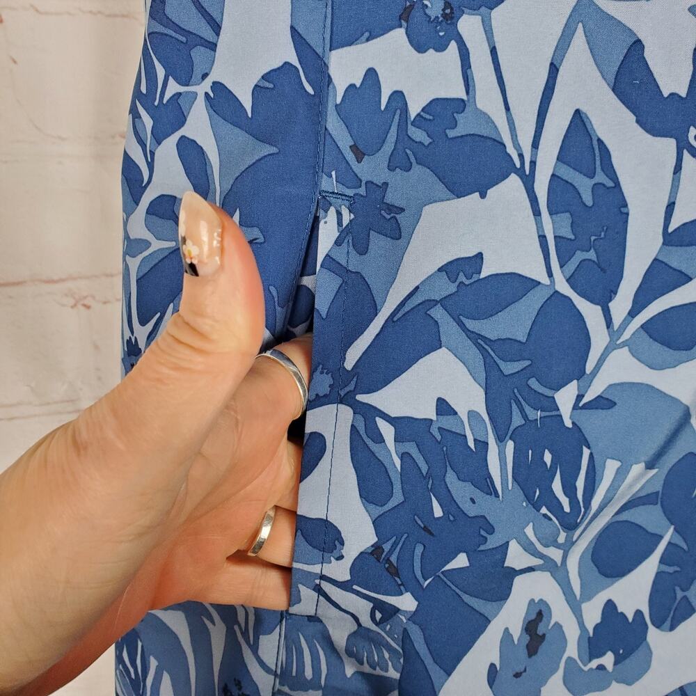 RipSkirt Hawaii Sun Dress Short Sz L Blue Floral Sleeveless Pockets Lightweight - Picture 5 of 13